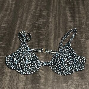 Stylish Black and Blue Patterned Bikini Top
